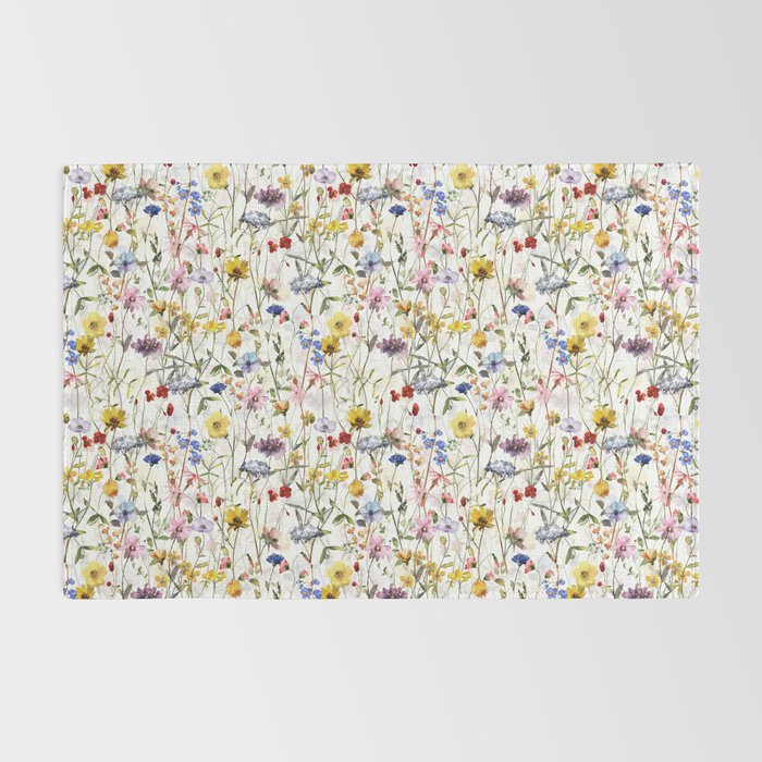 Scandinavian Colorful Midsummer Dried Wildflowers Watercolor Meadow  14 Rug Gallery Image 2