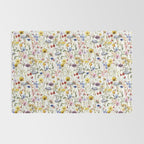 Scandinavian Colorful Midsummer Dried Wildflowers Watercolor Meadow  14 Rug Gallery Image 2