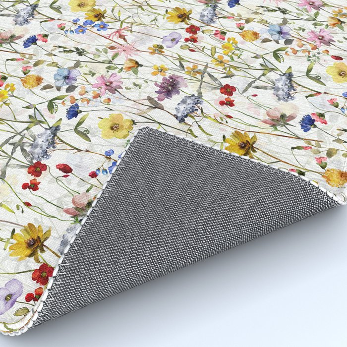 Scandinavian Colorful Midsummer Dried Wildflowers Watercolor Meadow  14 Rug Gallery Image 4