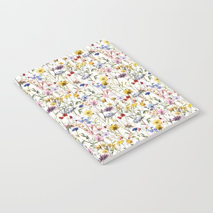 Scandinavian Colorful Midsummer Dried Wildflowers Watercolor Meadow  14 Notebook Gallery Image 1