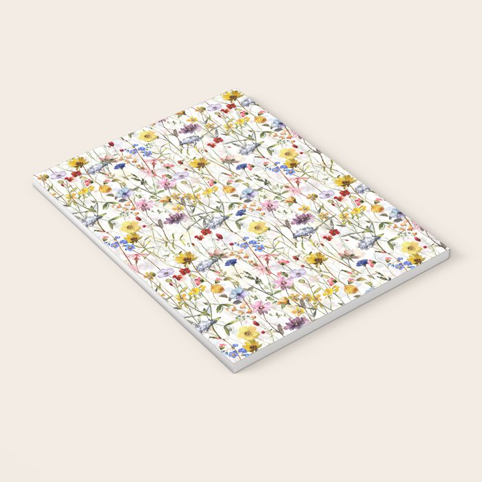 Scandinavian Colorful Midsummer Dried Wildflowers Watercolor Meadow  14 Notebook Gallery Image 3