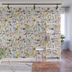 Scandinavian Colorful Midsummer Dried Wildflowers Watercolor Meadow  14 Wall Mural Gallery Image 1