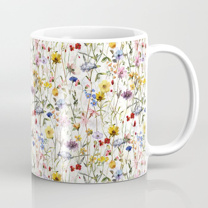 Scandinavian Colorful Midsummer Dried Wildflowers Watercolor Meadow  14 Coffee Mug Gallery Image 1