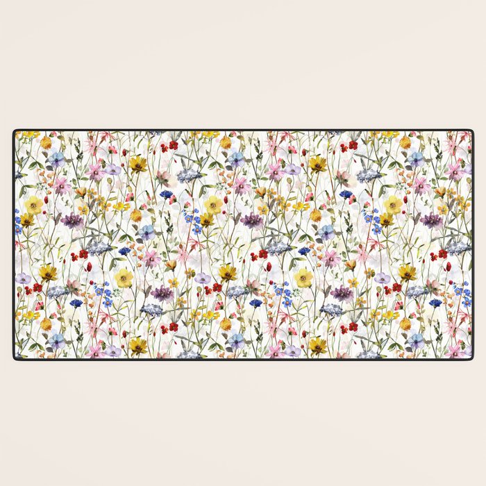 Scandinavian Colorful Midsummer Dried Wildflowers Watercolor Meadow  14 Desk Mat Gallery Image 3