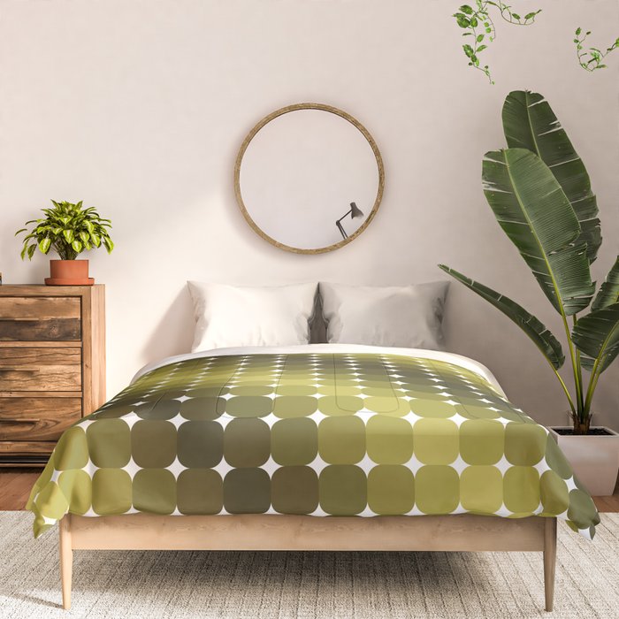 Retro Rounded Rectangle Gradient - Green Comforter Gallery Image 3