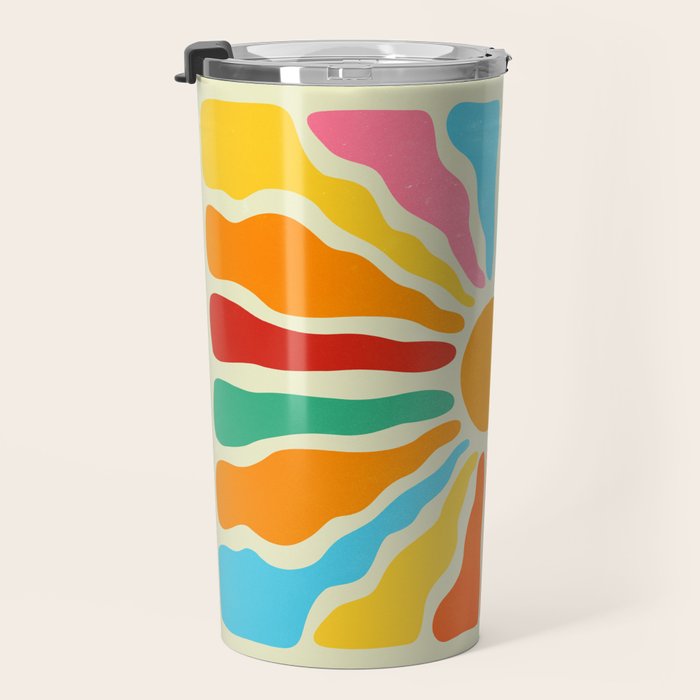 Retro Sun Waves: Rainbow Edition Travel Mug Gallery Image 3