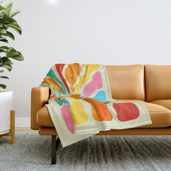 Retro Sun Waves: Rainbow Edition Throw Blanket Gallery Image 1