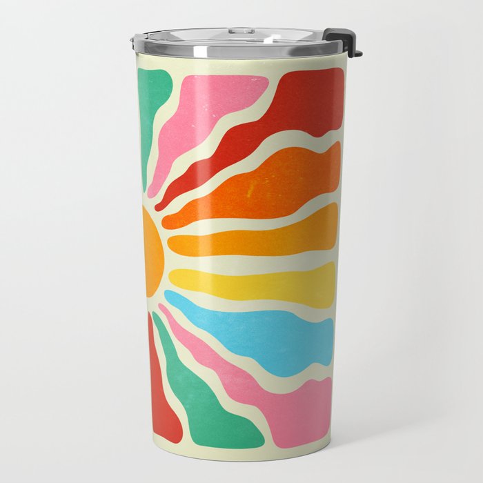 Retro Sun Waves: Rainbow Edition Travel Mug Gallery Image 2