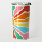 Retro Sun Waves: Rainbow Edition Travel Mug Gallery Image 2