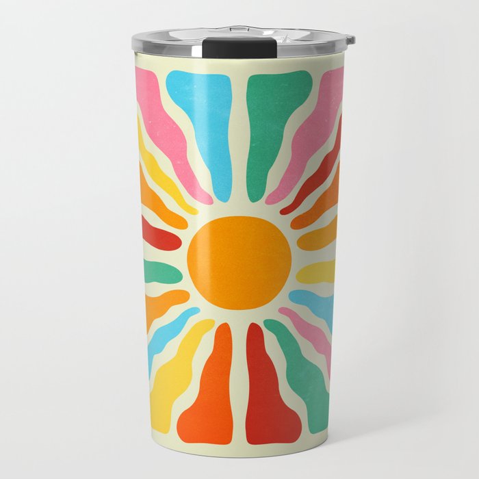 Retro Sun Waves: Rainbow Edition Travel Mug Gallery Image 1