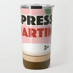 Espresso Martini Italian Retro Cocktail - Red Green Pink Travel Mug Gallery Image 1