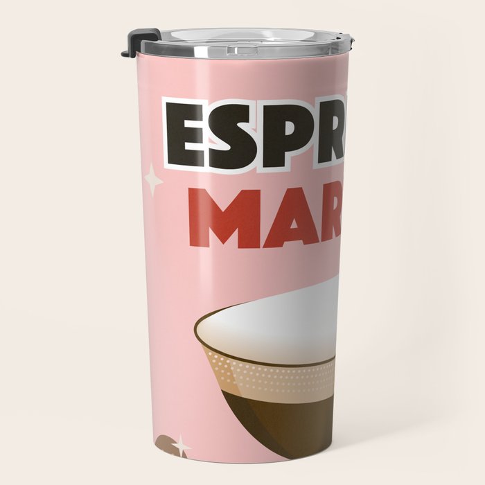 Espresso Martini Italian Retro Cocktail - Red Green Pink Travel Mug Gallery Image 3