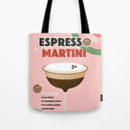 Espresso Martini Italian Retro Cocktail - Red Green Pink Tote Bag Gallery Image 1