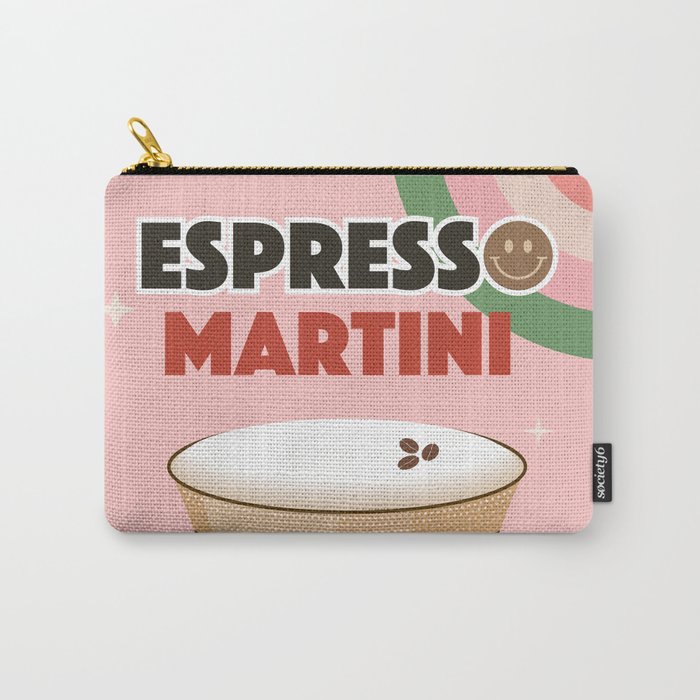 Espresso Martini Italian Retro Cocktail - Red Green Pink Carry All Pouch Gallery Image 1