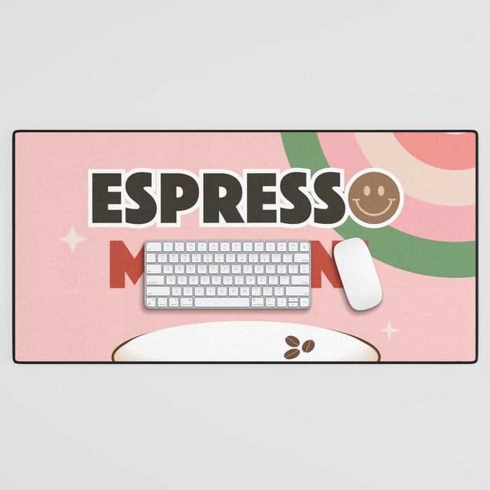 Espresso Martini Italian Retro Cocktail - Red Green Pink Desk Mat Gallery Image 1