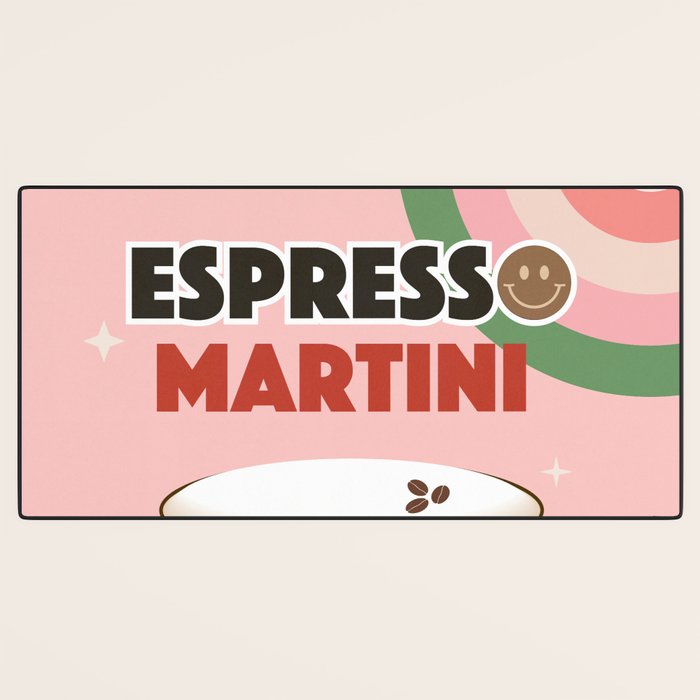 Espresso Martini Italian Retro Cocktail - Red Green Pink Desk Mat Gallery Image 3