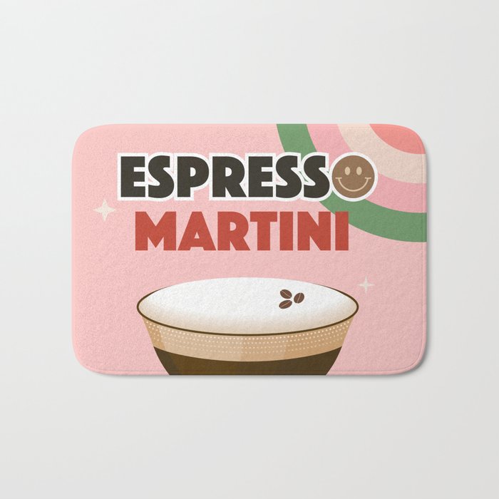 Espresso Martini Italian Retro Cocktail - Red Green Pink Bath Mat Gallery Image 1