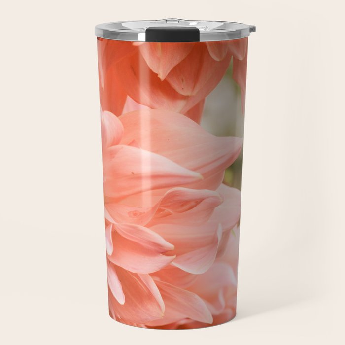 Collaboration  Modern Botanical Dahlia Flower Photograph -pink terracotta floral Travel Mug Gallery Image 1