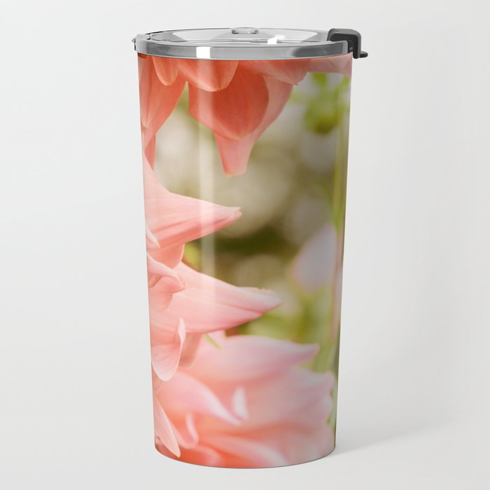 Collaboration  Modern Botanical Dahlia Flower Photograph -pink terracotta floral Travel Mug Gallery Image 2