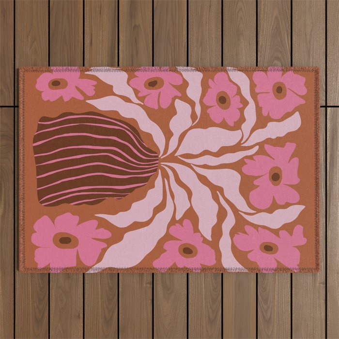 Mid-century blooming pot  Outdoor Rug Gallery Image 1