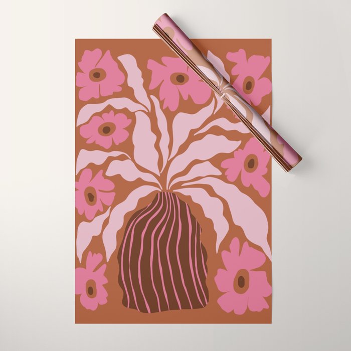 Mid-century blooming pot  Wrapping Paper Gallery Image 1