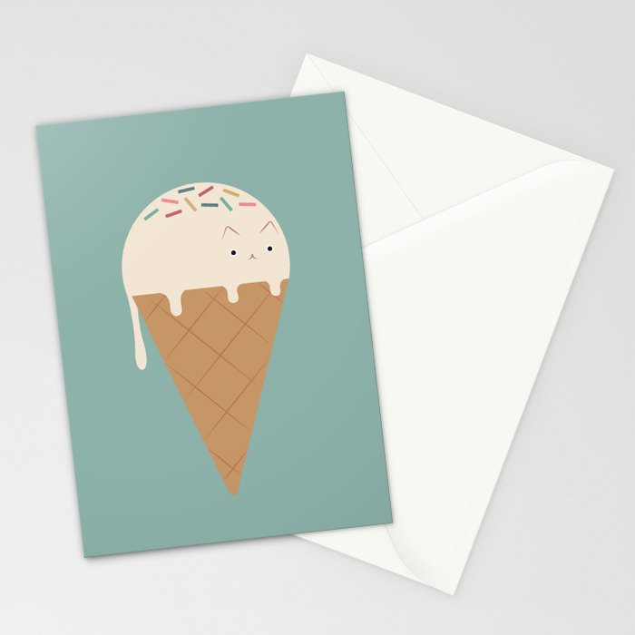 Ice Cream Cat Stationery Card Gallery Image 2