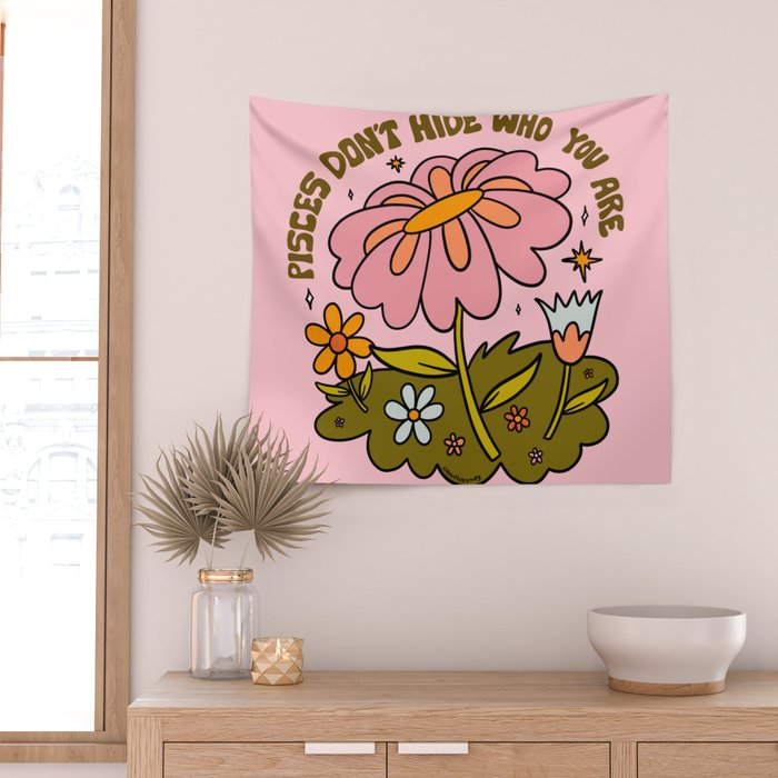 Pisces Flower Wall Tapestry Gallery Image 2