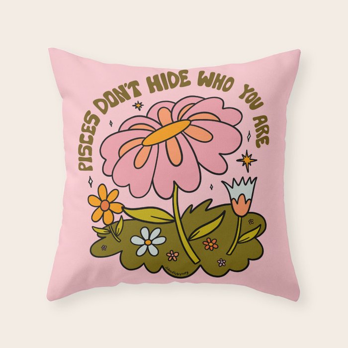 Pisces Flower Throw Pillow Gallery Image 1