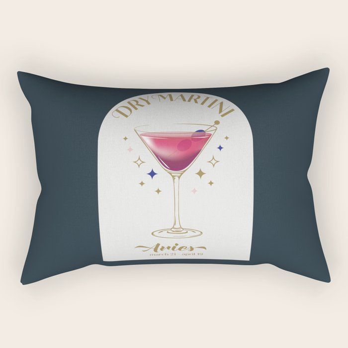 Dry Martini Cocktail Zodiac Sign Rectangular Pillow Gallery Image 2