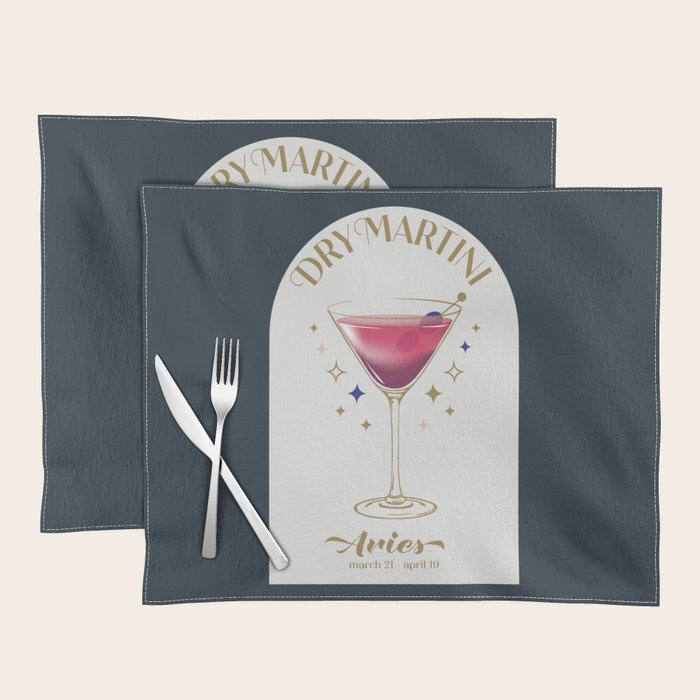 Dry Martini Cocktail Zodiac Sign Placemat Gallery Image 1