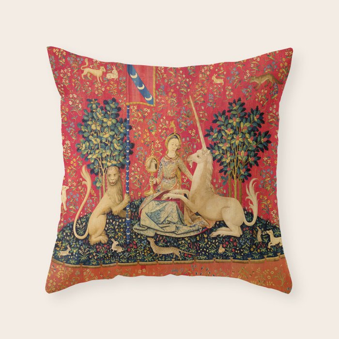 Lady and the Unicorn - Sight Throw Pillow Gallery Image 6
