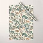 Tigers in Romantic Botanica Wrapping Paper Gallery Image 1