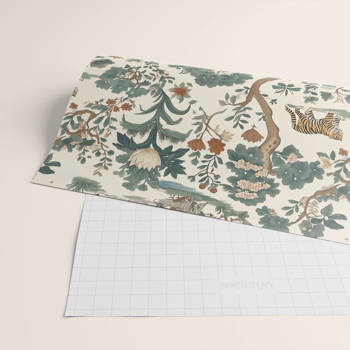 Tigers in Romantic Botanica Wrapping Paper Gallery Image 2