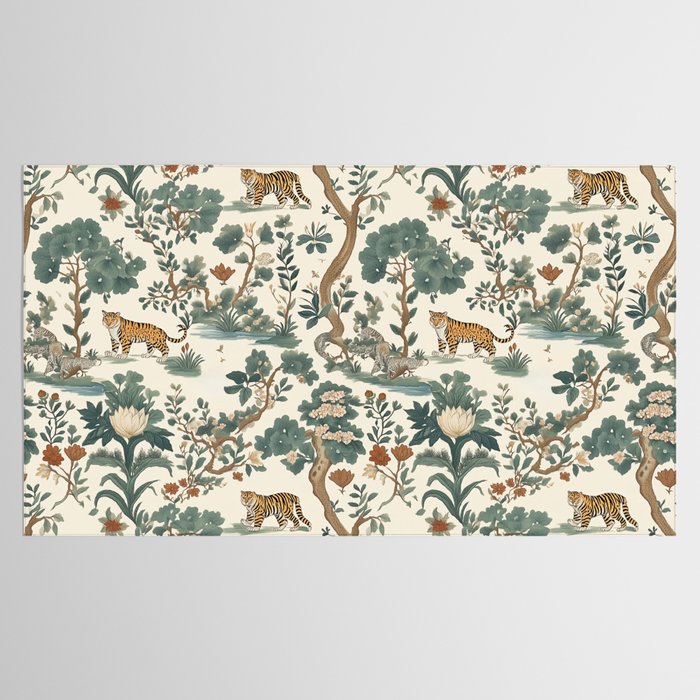 Tigers in Romantic Botanica Tablecloth Gallery Image 2