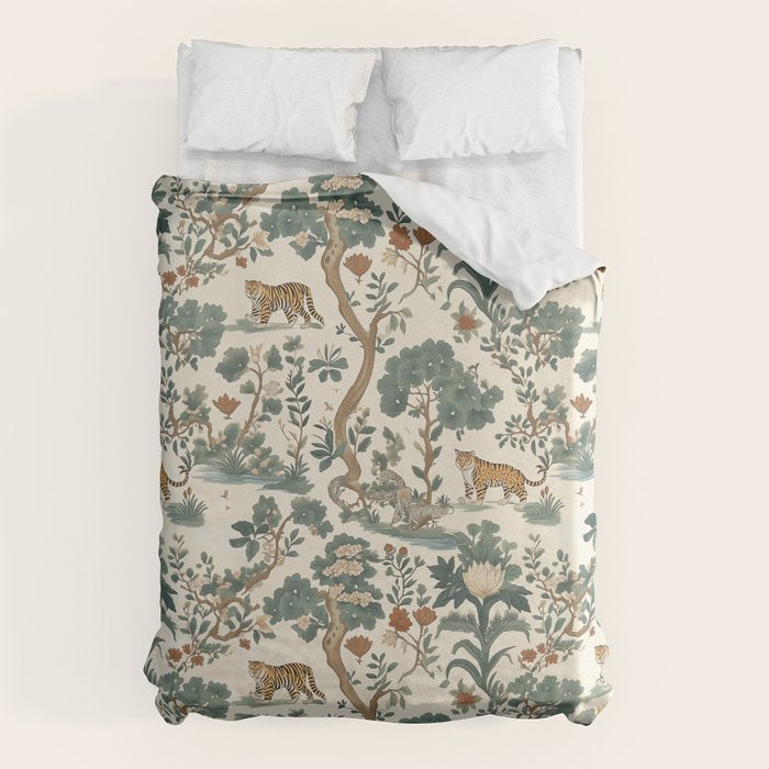 Tigers in Romantic Botanica Duvet Cover Gallery Image 6