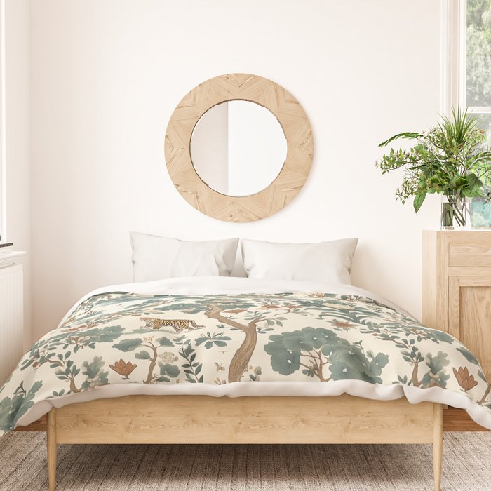Tigers in Romantic Botanica Duvet Cover Gallery Image 3