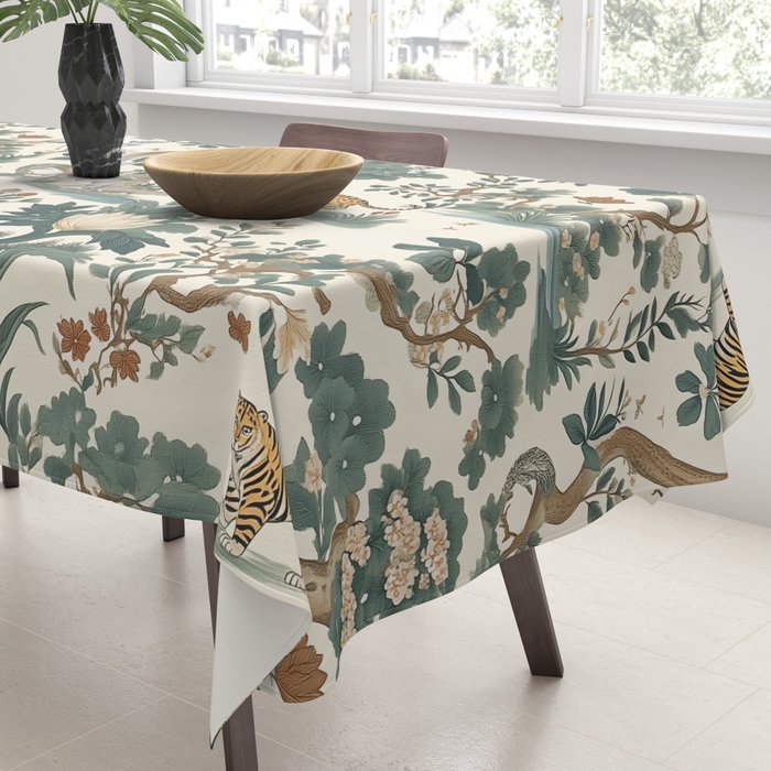 Tigers in Romantic Botanica Tablecloth Gallery Image 3