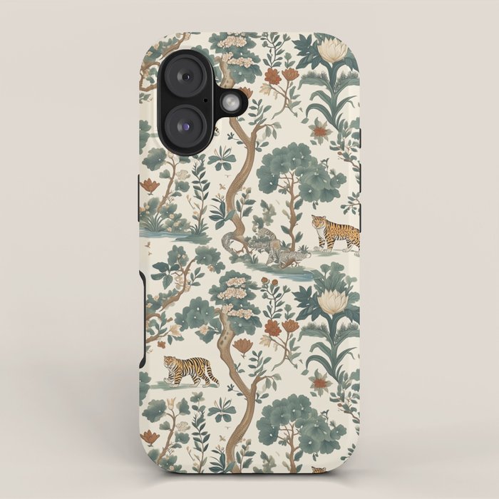 Tigers in Romantic Botanica iPhone Case Gallery Image 1