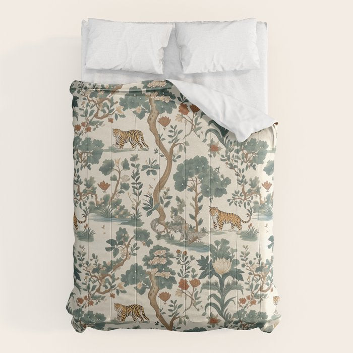 Tigers in Romantic Botanica Comforter Gallery Image 1