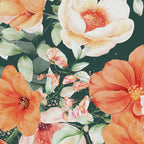 Peach Florals with Painted Speckles on Dark Green Coffee Mug Gallery Image 2