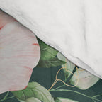 Peach Florals with Painted Speckles on Dark Green Comforter Gallery Image 4