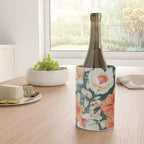 Peach Florals with Painted Speckles on Dark Green Wine Chiller Gallery Image 4
