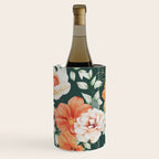 Peach Florals with Painted Speckles on Dark Green Wine Chiller Gallery Image 3