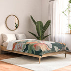 Peach Florals with Painted Speckles on Dark Green Comforter Gallery Image 2