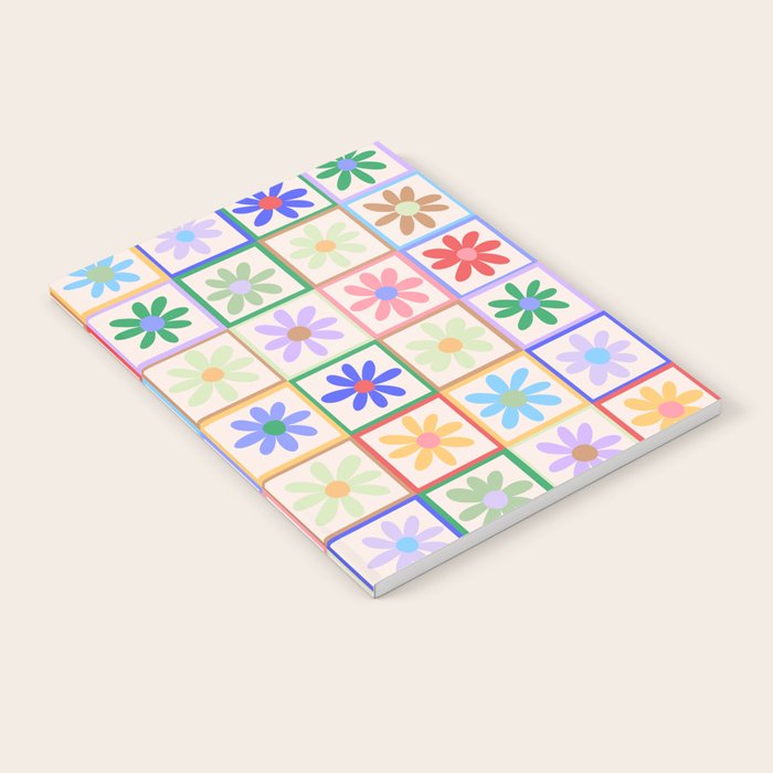 Cute Checkered Flowers in Beige  Notebook Gallery Image 2