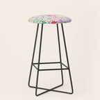 Cute Checkered Flowers in Beige  Stool Gallery Image 1