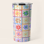 Cute Checkered Flowers in Beige  Travel Mug Gallery Image 1