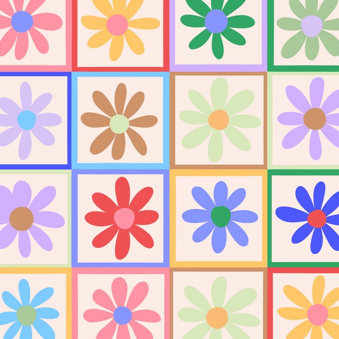 Cute Checkered Flowers in Beige  Coffee Mug Gallery Image 2