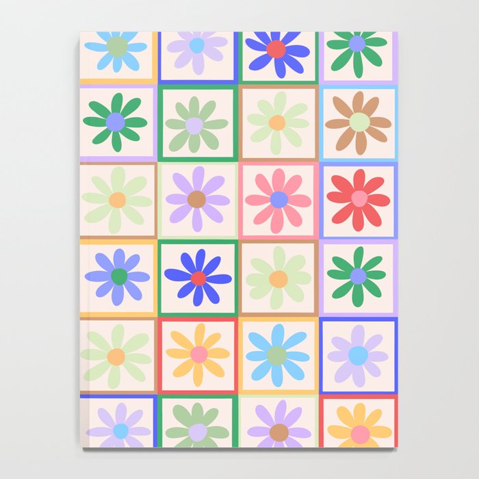 Cute Checkered Flowers in Beige  Notebook Gallery Image 4