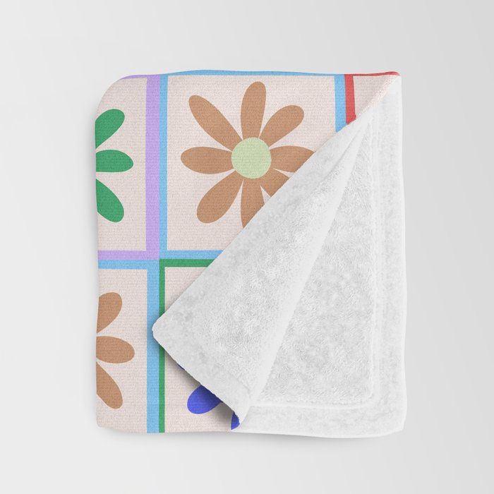 Cute Checkered Flowers in Beige  Throw Blanket Gallery Image 3